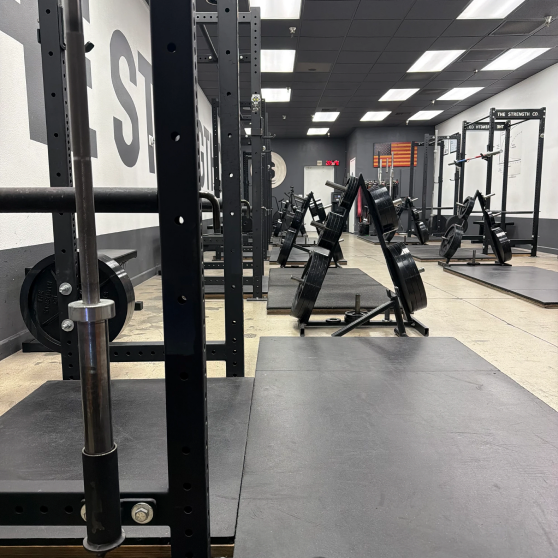 Wide view of The Strength Co. gym floor